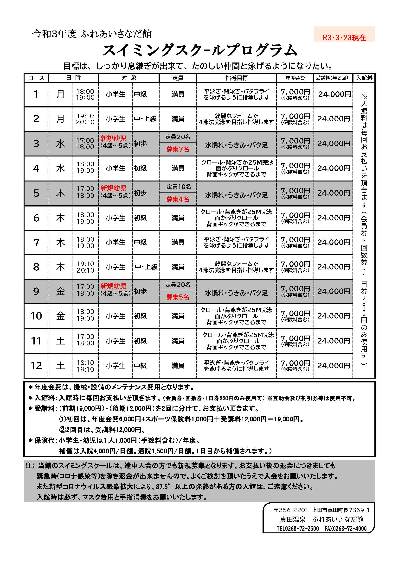 ふれあいさなだ館 令和3年度スイミングスクール新規会員再募集 財 上田市地域振興事業団 ふれあいさなだ館 令和3年度スイミングスクール新規会員再募集 財 上田市地域振興事業団